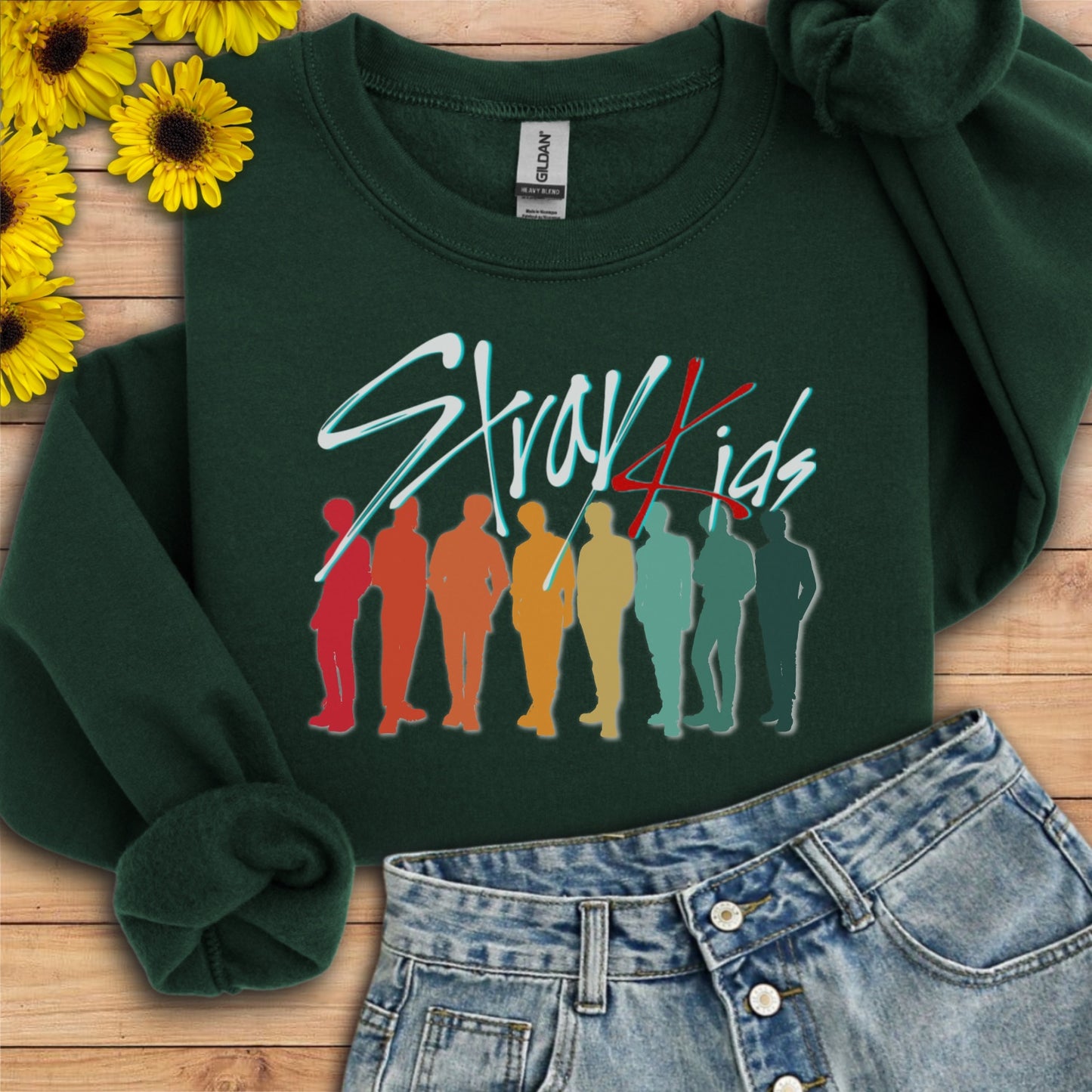 Stray Kids retro sunset silhouette unisex crewneck sweatshirt