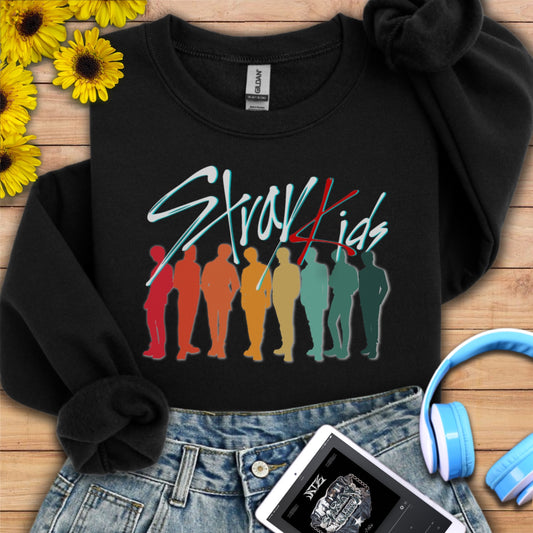 Stray Kids retro sunset silhouette unisex crewneck sweatshirt