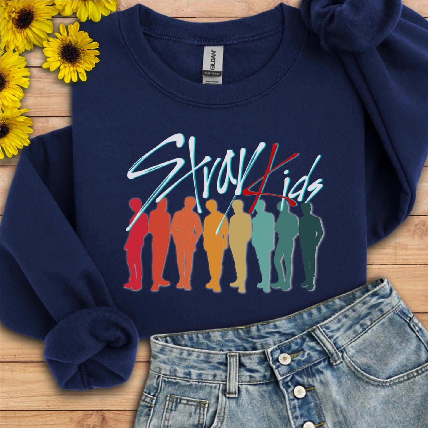 Stray Kids retro sunset silhouette unisex crewneck sweatshirt