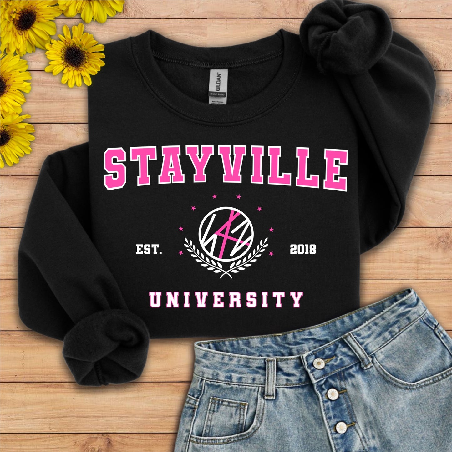 Stray Kids: Stayville University pink style Unisex Crewneck Sweatshirt