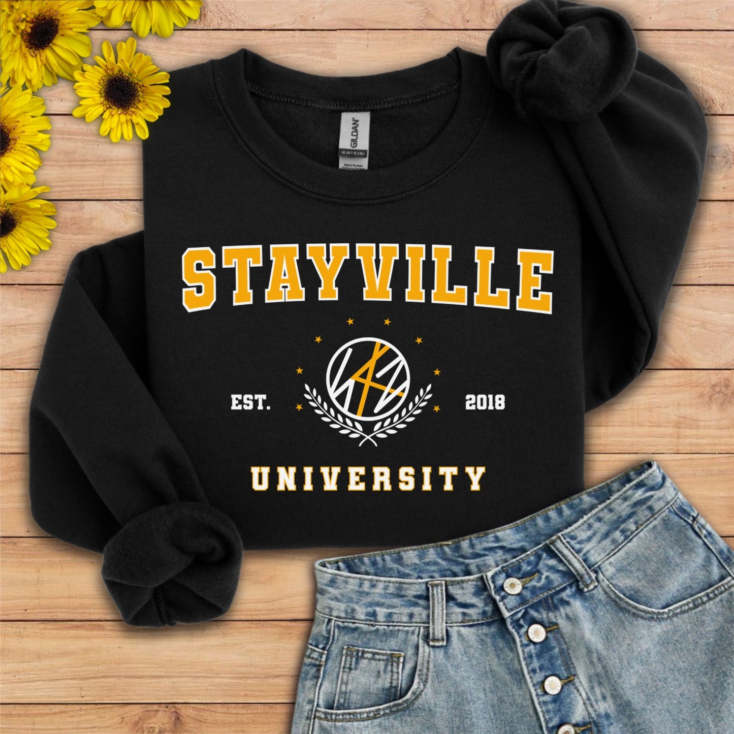 Stray Kids: Stayville University yellow style Unisex Crewneck Sweatshirt