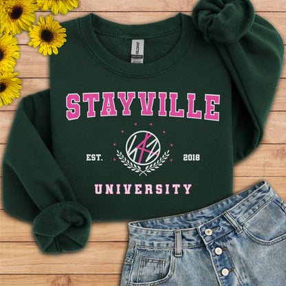 Stray Kids: Stayville University pink style Unisex Crewneck Sweatshirt