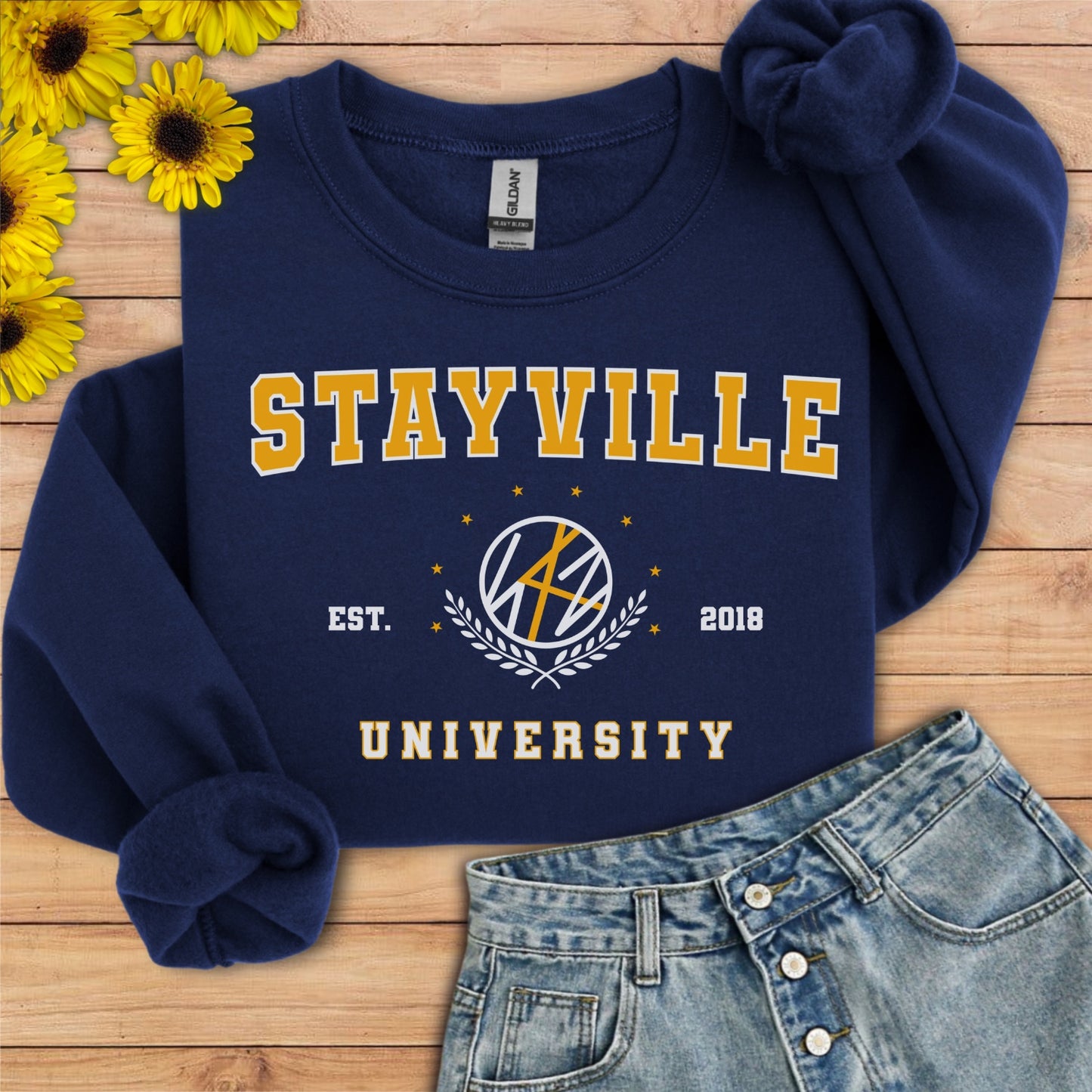 Stray Kids: Stayville University yellow style Unisex Crewneck Sweatshirt