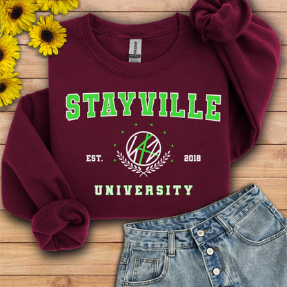 Stray kids: Stayville University green style Unisex Crewneck Sweatshirt