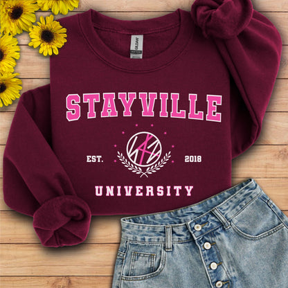 Stray Kids: Stayville University pink style Unisex Crewneck Sweatshirt